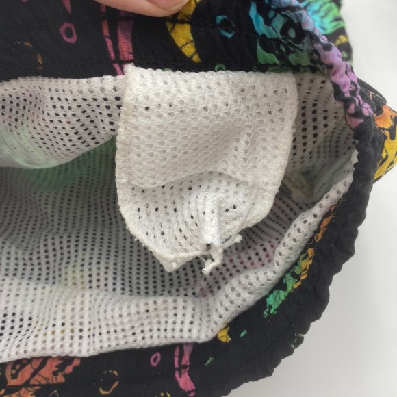 Vintage Sea Waves Swim Shorts Black w/ Rainbow Fish Hawaii Spellout Pattern - Picture 7 of 7